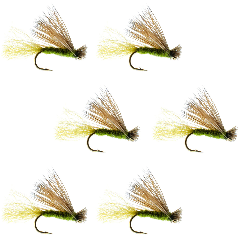 Barbless Olive X Caddis Emerging Caddis Adult Fly - 6 Flies Size 16